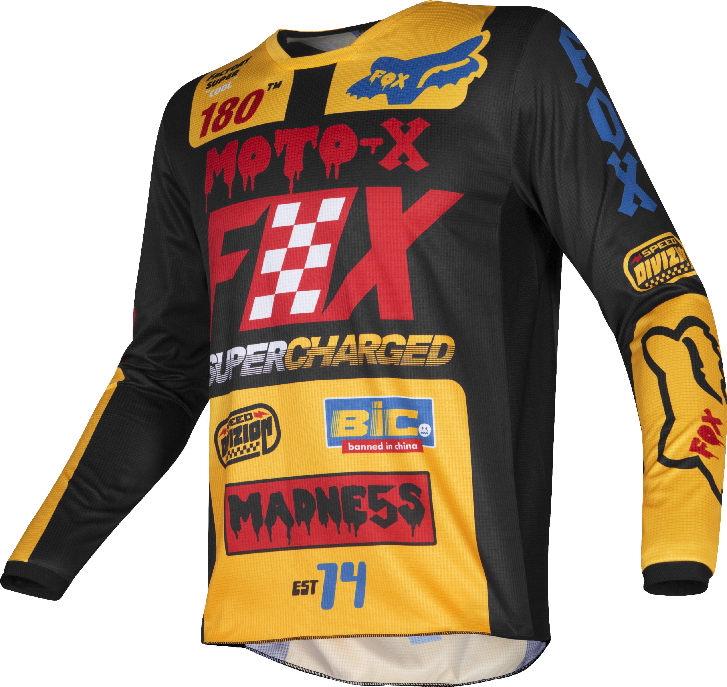 Fox Racing Kids 180 Czar Black/Yellow Dirt Bike Jersey Motocross ATV MX
