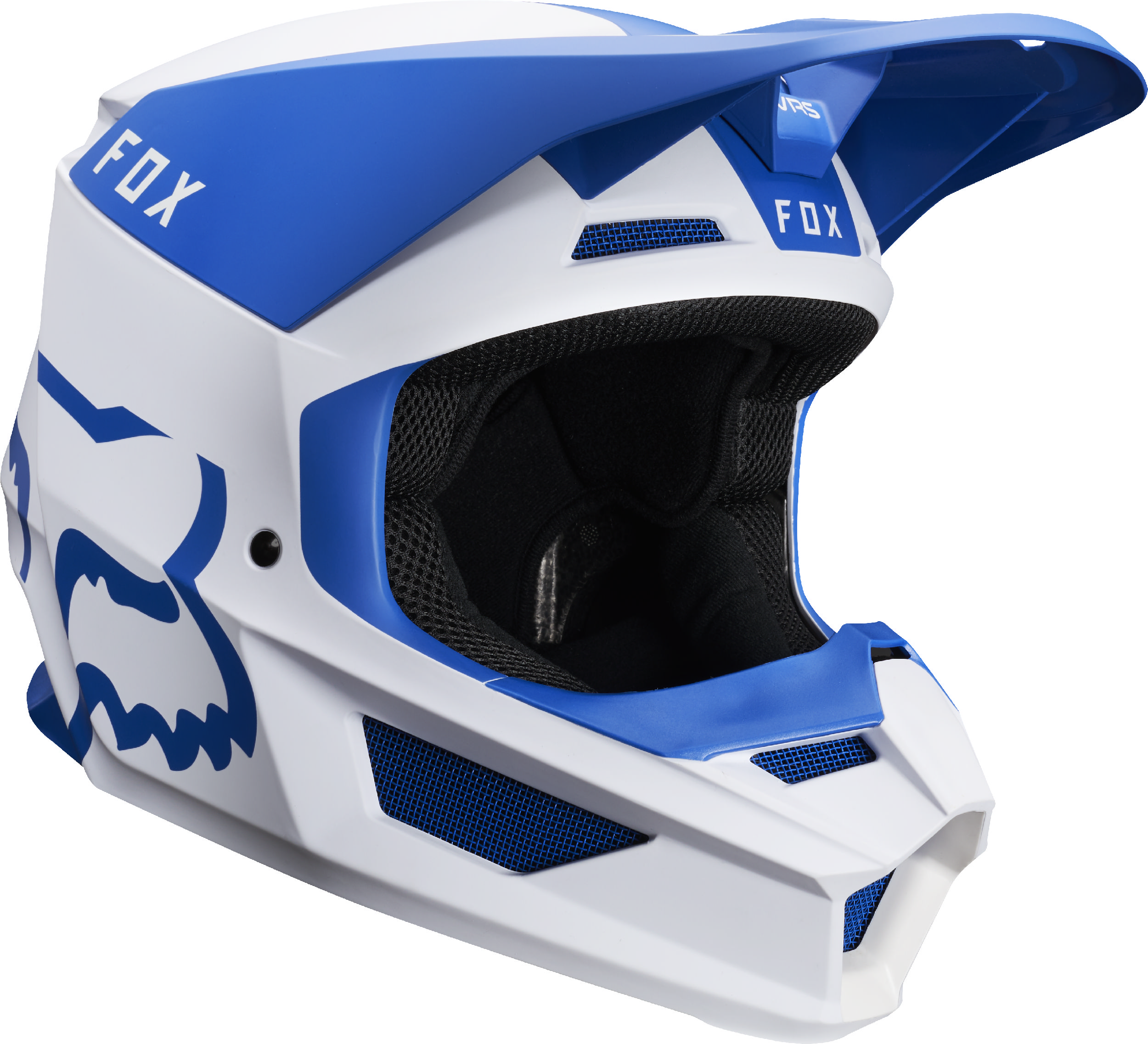 Fox Racing Adult V1 Mata Blue/White Dirt Bike Helmet Motocross ATV UTV ...