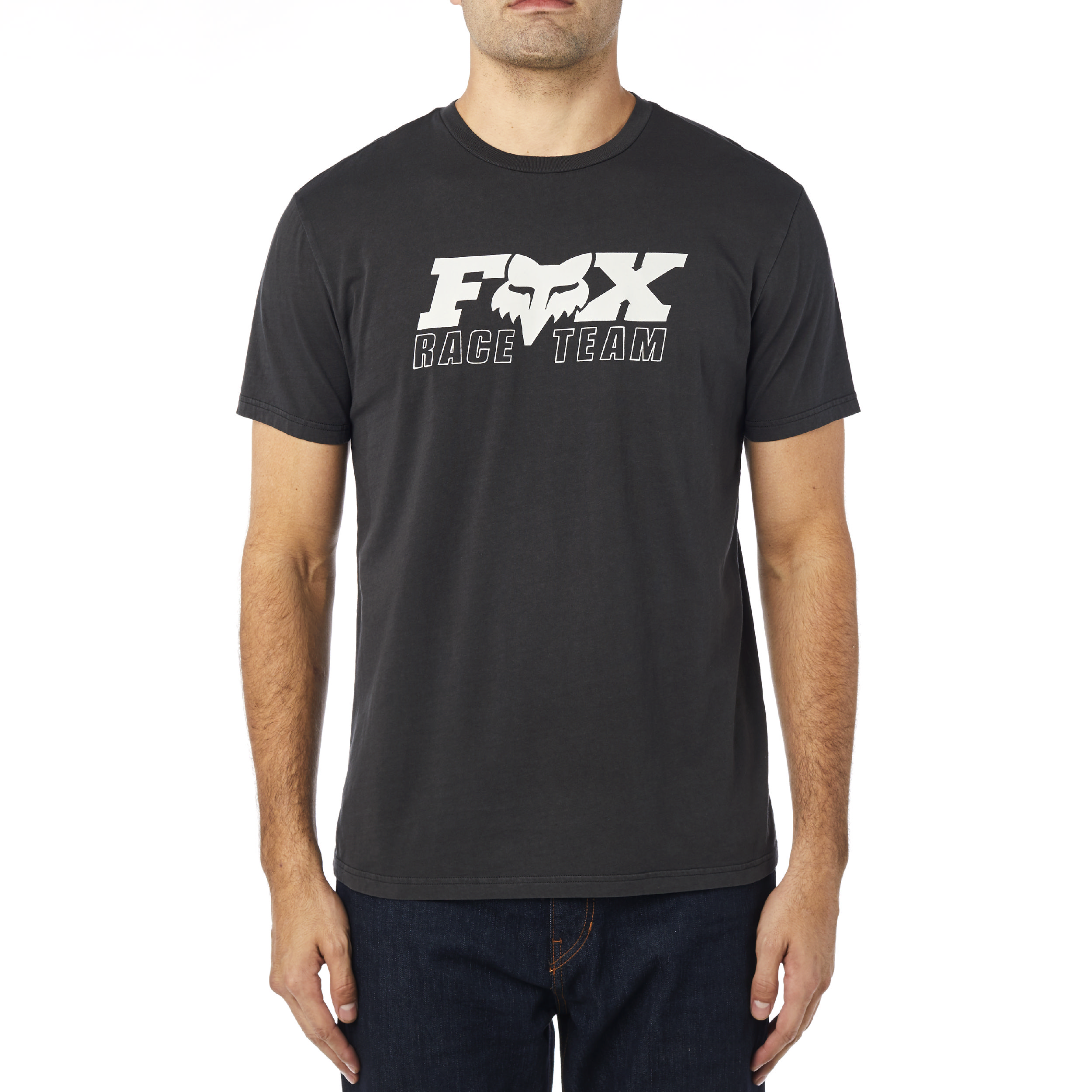 Fox Racing Mens Black/Grey Race Team Short Sleeve Premium Tee T-Shirt ...
