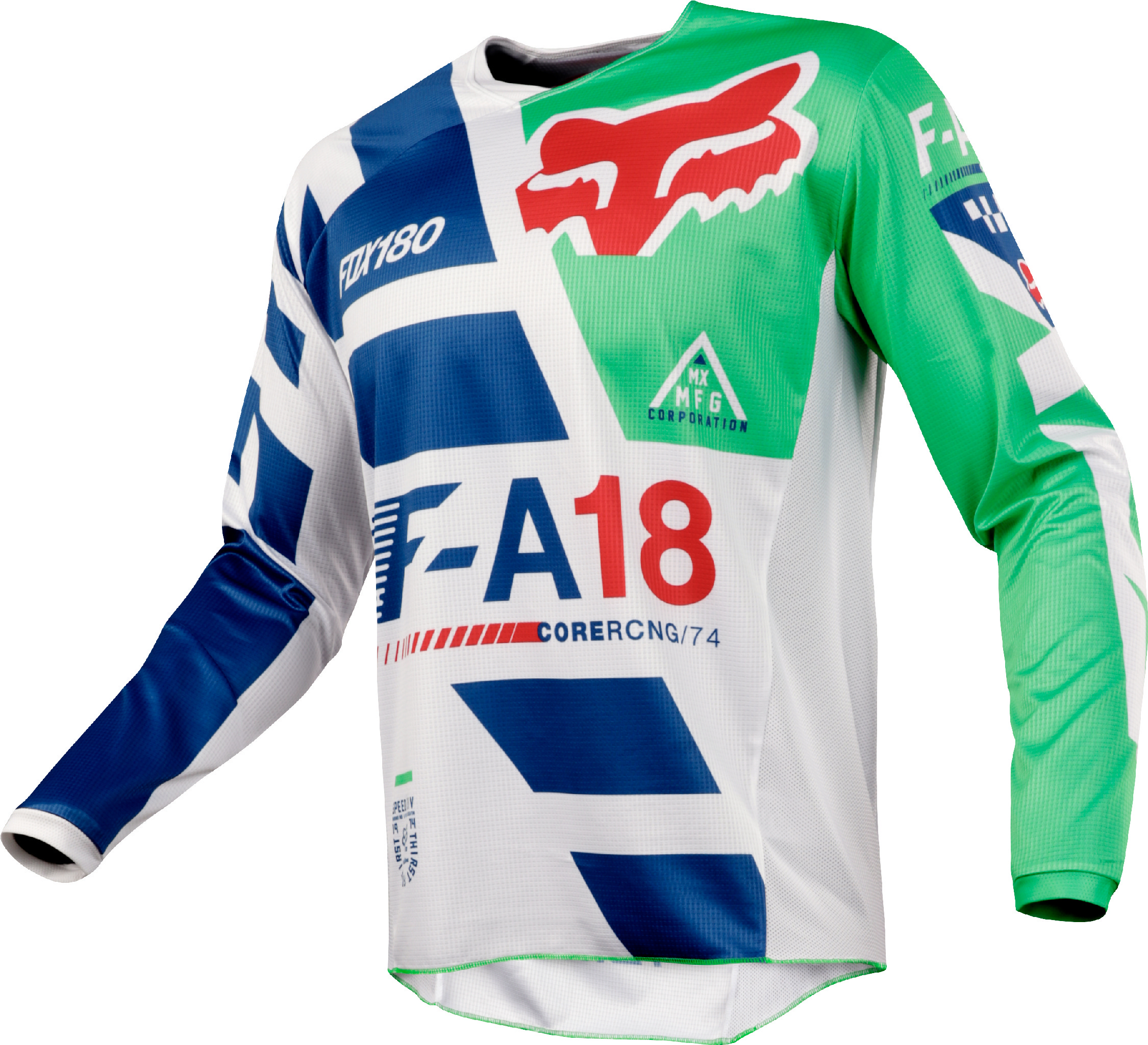 Fox Racing Youth Green/White/Blue 180 Sayak Dirt Bike Jersey MX ATV Off-Road - Bild 1 von 5
