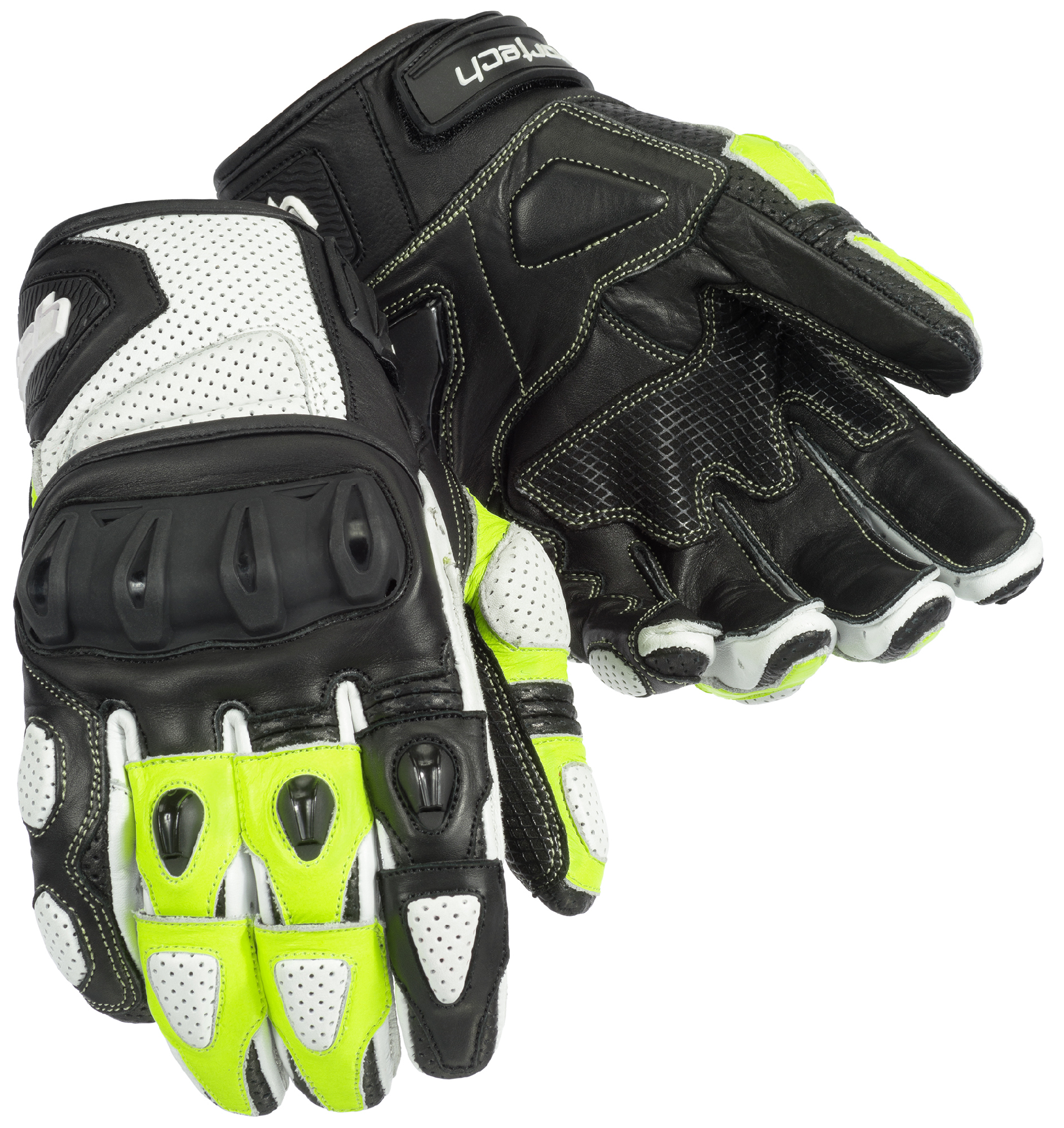 Closeout Cortech Mens Impulse ST Motorcycle Gloves White/HiViz Small