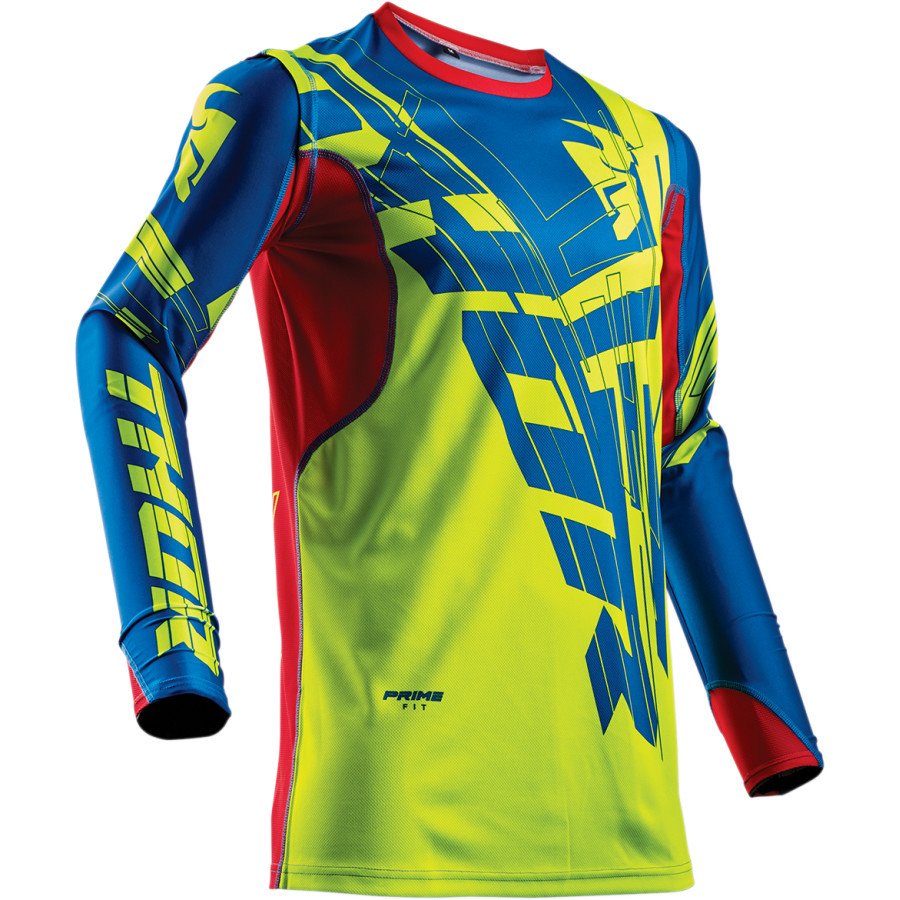 Thor Mens Lime Green/Blue/Red Prime Fit Paradigm Dirt Bike Jersey