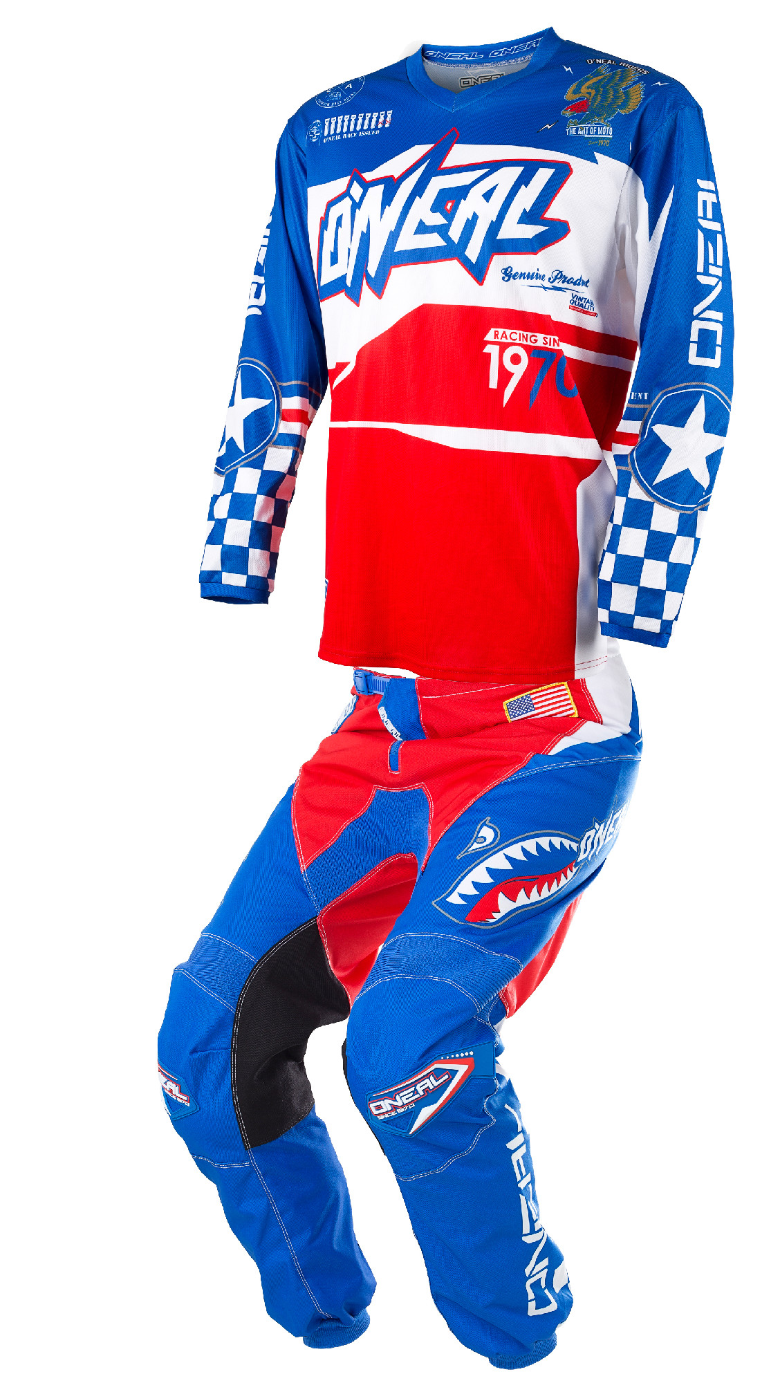 O'Neal Blue/Red/White Mens Youth Element Afterburner Dirt Bike Jersey Pants Kit