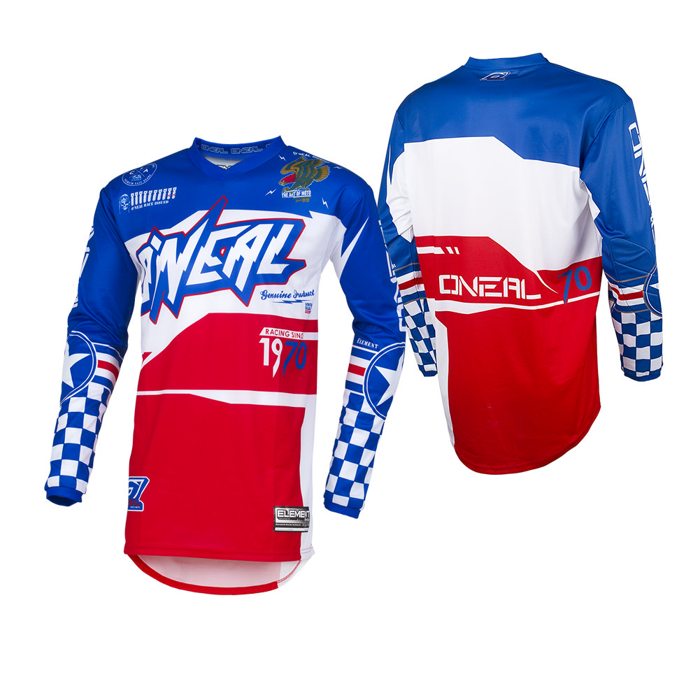 O'Neal Mens & Youth Blue/Red Element Afterburner Dirt Bike Jersey MX