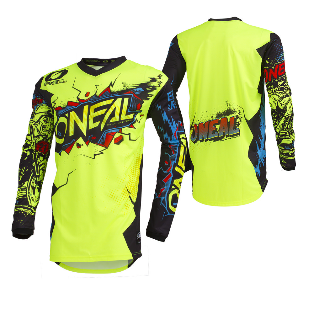 O'Neal Youth Neon Yellow Element Villain Dirt Bike Jersey MX ATV 2019